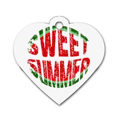 Watermelon - Sweet Summer Dog Tag Heart (one Side) by Valentinaart