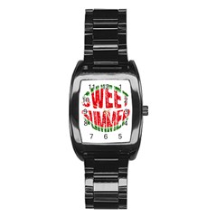 Watermelon - Sweet Summer Stainless Steel Barrel Watch by Valentinaart