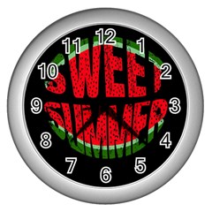 Watermelon - Sweet Summer Wall Clocks (silver)  by Valentinaart