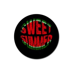 Watermelon - Sweet Summer Rubber Coaster (round)  by Valentinaart