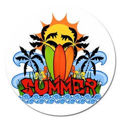 Tropical Summer Magnet 5  (round) by Valentinaart