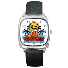 Tropical Summer Square Metal Watch by Valentinaart