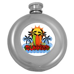 Tropical Summer Round Hip Flask (5 Oz) by Valentinaart