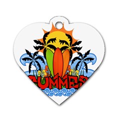 Tropical Summer Dog Tag Heart (one Side) by Valentinaart