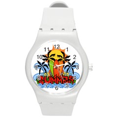 Tropical Summer Round Plastic Sport Watch (m) by Valentinaart