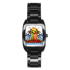 Tropical Summer Stainless Steel Barrel Watch by Valentinaart