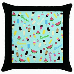 Summer Pattern Throw Pillow Case (black) by Valentinaart