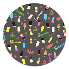 Summer Pattern Magnet 5  (round) by Valentinaart