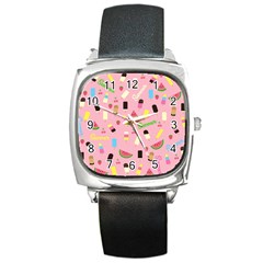 Summer Pattern Square Metal Watch by Valentinaart