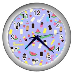 Summer pattern Wall Clocks (Silver) 