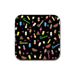 Summer Pattern Rubber Square Coaster (4 Pack)  by Valentinaart