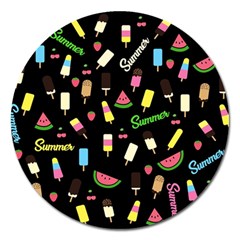 Summer Pattern Magnet 5  (round) by Valentinaart