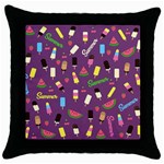 Summer pattern Throw Pillow Case (Black) Front