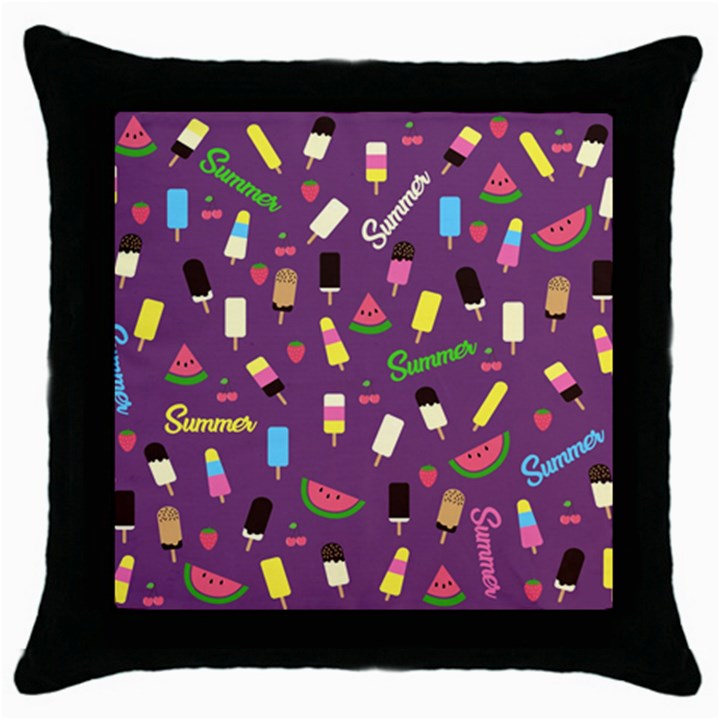 Summer pattern Throw Pillow Case (Black)