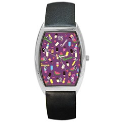 Summer Pattern Barrel Style Metal Watch by Valentinaart