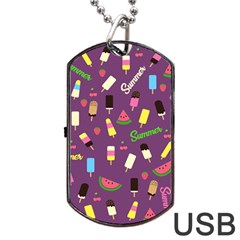 Summer Pattern Dog Tag Usb Flash (one Side) by Valentinaart