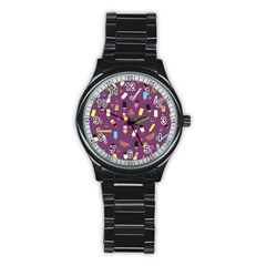 Summer Pattern Stainless Steel Round Watch by Valentinaart