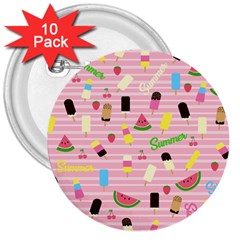 Summer Pattern 3  Buttons (10 Pack)  by Valentinaart