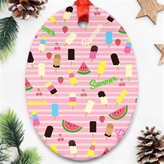 Summer Pattern Oval Ornament (two Sides)