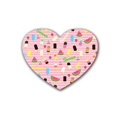 Summer Pattern Rubber Coaster (heart)  by Valentinaart