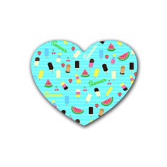 Summer Pattern Heart Coaster (4 Pack)  by Valentinaart