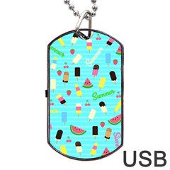 Summer Pattern Dog Tag Usb Flash (two Sides) by Valentinaart