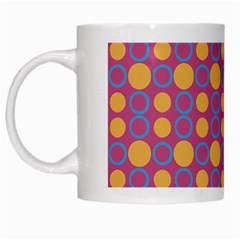 Colorful Geometric Polka Print White Mugs by dflcprints