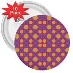 Colorful Geometric Polka Print 3  Buttons (10 Pack)  by dflcprints