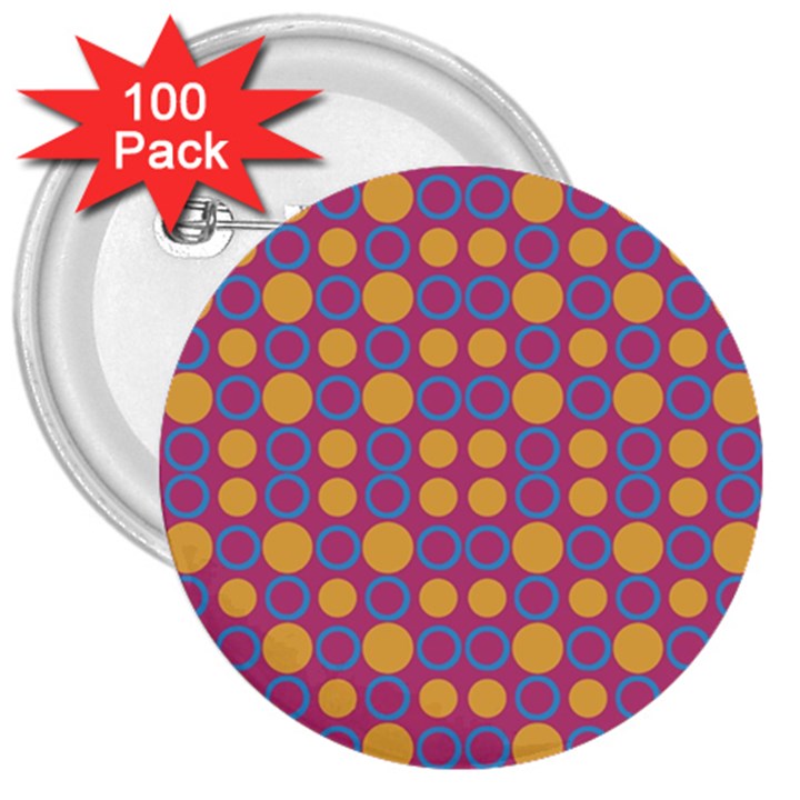 Colorful Geometric Polka Print 3  Buttons (100 pack) 