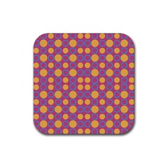 Colorful Geometric Polka Print Rubber Coaster (square)  by dflcprints