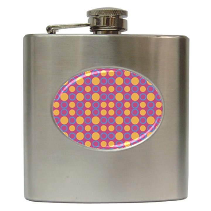 Colorful Geometric Polka Print Hip Flask (6 oz)