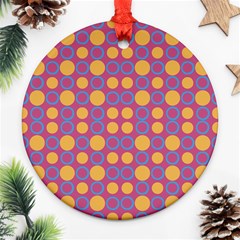 Colorful Geometric Polka Print Round Ornament (two Sides) by dflcprints