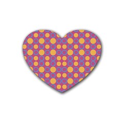 Colorful Geometric Polka Print Heart Coaster (4 Pack)  by dflcprints