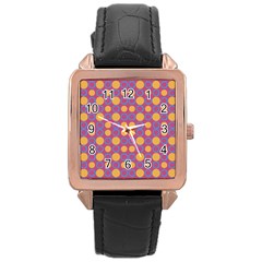 Colorful Geometric Polka Print Rose Gold Leather Watch  by dflcprints