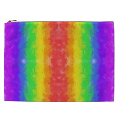 Striped Painted Rainbow Cosmetic Bag (xxl)  by Brini