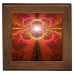 Liquid Sunset, A Beautiful Fractal Burst Of Fiery Colors Framed Tiles