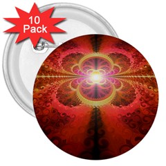 Liquid Sunset, A Beautiful Fractal Burst Of Fiery Colors 3  Buttons (10 Pack) 