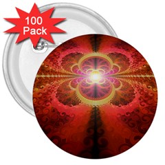 Liquid Sunset, A Beautiful Fractal Burst Of Fiery Colors 3  Buttons (100 Pack)  by jayaprime