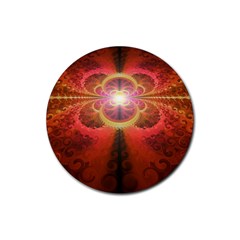 Liquid Sunset, A Beautiful Fractal Burst Of Fiery Colors Rubber Coaster (round) 