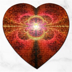 Liquid Sunset, A Beautiful Fractal Burst Of Fiery Colors Jigsaw Puzzle (Heart)