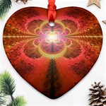 Liquid Sunset, A Beautiful Fractal Burst Of Fiery Colors Heart Ornament (Two Sides) Front