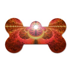 Liquid Sunset, A Beautiful Fractal Burst Of Fiery Colors Dog Tag Bone (one Side)