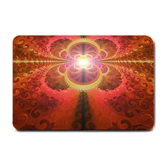 Liquid Sunset, A Beautiful Fractal Burst Of Fiery Colors Small Doormat  by jayaprime