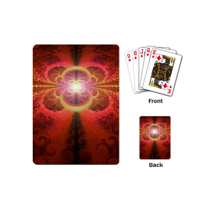 Liquid Sunset, A Beautiful Fractal Burst Of Fiery Colors Playing Cards (Mini) 