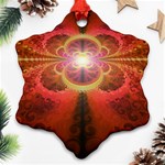 Liquid Sunset, A Beautiful Fractal Burst Of Fiery Colors Snowflake Ornament (Two Sides) Back