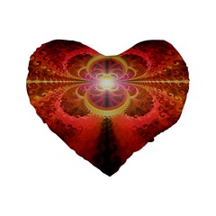 Liquid Sunset, A Beautiful Fractal Burst Of Fiery Colors Standard 16  Premium Heart Shape Cushions