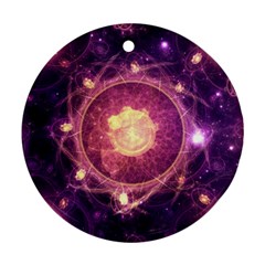 A Gold And Royal Purple Fractal Map Of The Stars Ornament (round) by jayaprime