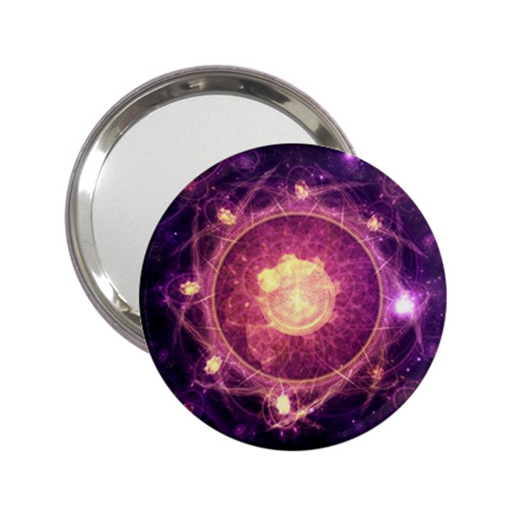 A Gold And Royal Purple Fractal Map Of The Stars 2.25  Handbag Mirrors