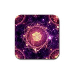 A Gold And Royal Purple Fractal Map Of The Stars Rubber Coaster (square) 