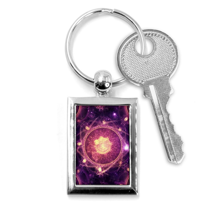 A Gold And Royal Purple Fractal Map Of The Stars Key Chains (Rectangle) 